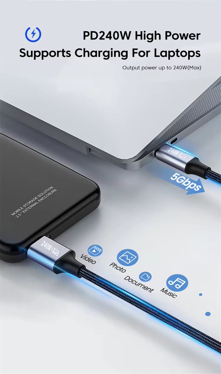 CurrentChic 2M USB-C 90° Right Angle Cable